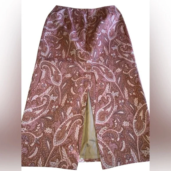 Vintage Parisian Tapestry Skirt Women's Size 12 Red Brown Winter 90s Fall Moody - Picture 3 of 9